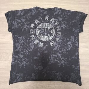 Gymshark KK Kendra Kathryn Collab Oversized Black Graphic Tee Small Raw Hems